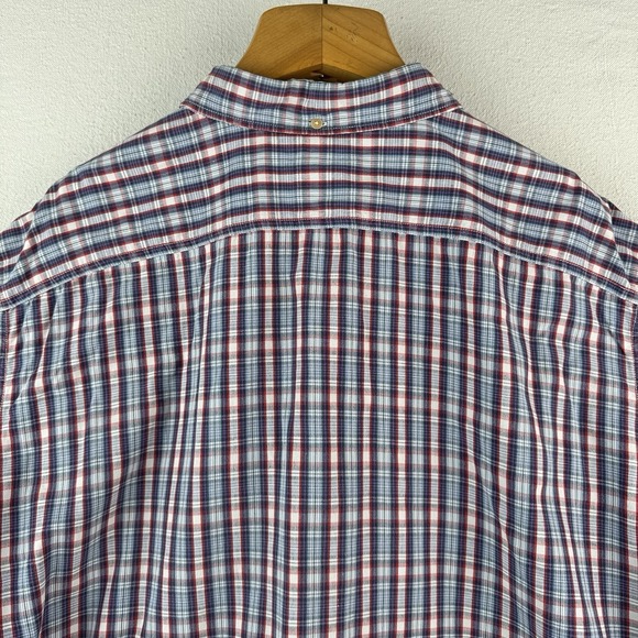 Vintage Polo Sport Ralph Lauren Men's XL Red Blue Plaid Cotton Camp Shirt - Picture 6 of 10